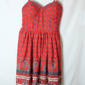 Boho Red Summer Dress with Built-In Padded Bra